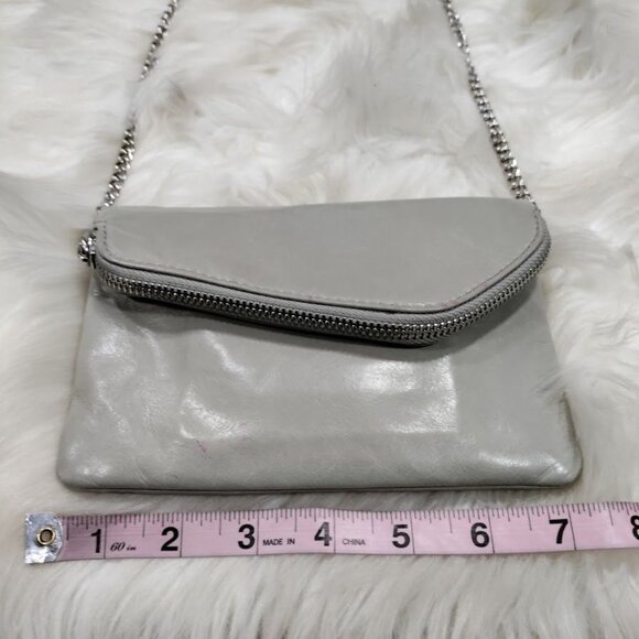 Hobo International Daria Leather Convertible Crossbody Clutch Handbag Gray - Picture 11 of 13